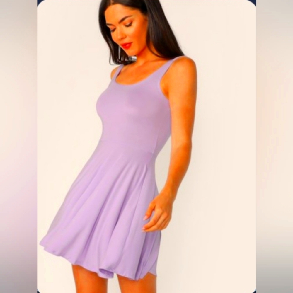 🐆 SHEIN Lavendar Scoop Back Jersey Skater Dress
